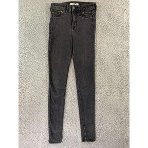 Women's Hollister Skinny Black Denim Jeans Size 1R 25 x 31 Slim Legging Design